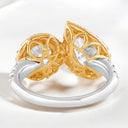 4.11 ctw Round and Pear Shaped Lab Grown Diamond Halo Ring in 14kt Two-Tone Gold