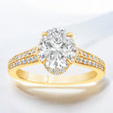 1.86 ctw Oval Lab Grown Diamond Double Row Engagement Ring in 14kt Yellow Gold