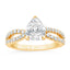 2.53 ctw Pear Shaped Lab Grown Diamond Split Shank Engagement Ring in 14kt Yellow Gold