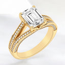 2.98 ctw Emerald Cut Lab Grown Diamond Split Shank Engagement Ring in 14kt Yellow Gold