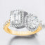 3.54 ctw Oval and Emerald Cut Lab Grown Diamond Halo Ring in 14kt Two-Tone Gold