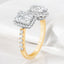 3.54 ctw Oval and Emerald Cut Lab Grown Diamond Halo Ring in 14kt Two-Tone Gold