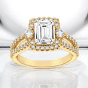 2.89 ctw Emerald Cut Lab Grown Diamond Halo Engagement Ring in 14kt Yellow Gold