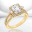 2.89 ctw Emerald Cut Lab Grown Diamond Halo Engagement Ring in 14kt Yellow Gold