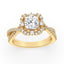 2.08 ctw Cushion Cut Lab Grown Diamond Halo Engagement Ring in 14kt Yellow Gold