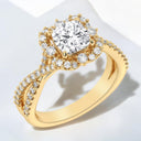 2.08 ctw Cushion Cut Lab Grown Diamond Halo Engagement Ring in 14kt Yellow Gold
