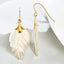 Mother of Pearl Leaf Dangle Earrings in 14kt Yellow Gold