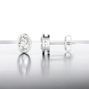 Bezel Set Oval Lab Grown Diamond Stud Earrings in 14kt White Gold