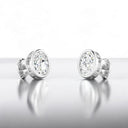 Bezel Set Oval Lab Grown Diamond Stud Earrings in 14kt White Gold