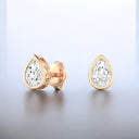 Bezel Set Pear-Shaped Lab Grown Diamond Stud Earrings in 14kt Rose Gold