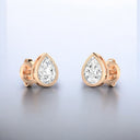 Bezel Set Pear-Shaped Lab Grown Diamond Stud Earrings in 14kt Rose Gold