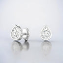 Bezel Set Pear-Shaped Lab Grown Diamond Stud Earrings in 14kt White Gold
