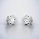 Bezel Set Pear-Shaped Lab Grown Diamond Stud Earrings in 14kt White Gold