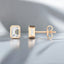 Bezel Set Emerald Cut Lab Grown Diamond Stud Earrings in 14kt Rose Gold