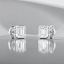 Bezel Set Emerald Cut Lab Grown Diamond Stud Earrings in 14kt White Gold