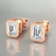 Bezel Set Emerald Cut Lab Grown Diamond Stud Earrings in 14kt Rose Gold