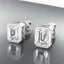 Bezel Set Emerald Cut Lab Grown Diamond Stud Earrings in 14kt White Gold