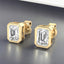 Bezel Set Emerald Cut Lab Grown Diamond Stud Earrings in 14kt Yellow Gold