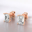 Prong Set Emerald Cut Lab Grown Diamond Stud Earrings in 14kt Rose Gold