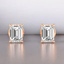 Prong Set Emerald Cut Lab Grown Diamond Stud Earrings in 14kt Rose Gold