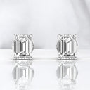 Prong Set Emerald Cut Lab Grown Diamond Stud Earrings in 14kt White Gold