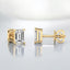 Prong Set Emerald Cut Lab Grown Diamond Stud Earrings in 14kt Yellow Gold