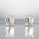 Prong Set Emerald Cut Lab Grown Diamond Stud Earrings in 14kt Yellow Gold