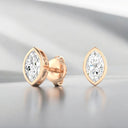 Bezel Set Marquise Lab Grown Diamond Stud Earrings in 14kt Rose Gold