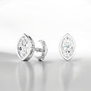 Bezel Set Marquise Lab Grown Diamond Stud Earrings in 14kt White Gold