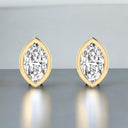 Bezel Set Marquise Lab Grown Diamond Stud Earrings in 14kt Yellow Gold