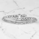 Fancy Link Bypass Bangle Bracelet in 925 Sterling Silver