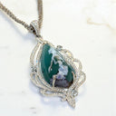 Aquaprase and Lab Grown Diamond Pendant in 925 Sterling Silver