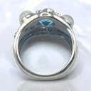 Blue Topaz and Moonstone Blue Enamel Ring in 925 Sterling Silver