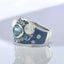 Blue Topaz and Moonstone Blue Enamel Ring in 925 Sterling Silver