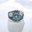 Blue Topaz and Moonstone Blue Enamel Ring in 925 Sterling Silver