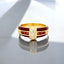 Princess Cut Garnet and Lab Diamond Red Enamel Ring in 18kt Yellow Gold Plated 925 Sterling Silver