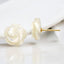 10 mm White Mother of Pearl Flower Stud Earrings in 14kt Yellow Gold