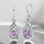 Round Amethyst Crossover Teardrop Earrings in 925 Sterling Silver