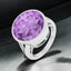 13.0 mm Round Amethyst Bezel Set Ring in 925 Sterling Silver