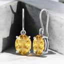 11 x 9 Oval Gemstone Solitaire Drop Earrings in 925 Sterling Silver