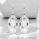 Oval Faceted Gemstone Drop Earrings in 925 Sterling Silver