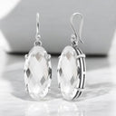 Oval Faceted Gemstone Drop Earrings in 925 Sterling Silver