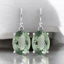 14 x 10 mm Oval Prasiolite Drop Earrings in 925 Sterling Silver