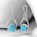 Oval Larimar Drop Earrings in 925 Sterling Silver