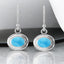 Bezel Set Oval Larimar Earrings in 925 Sterling Silver