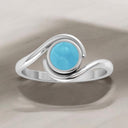 Round Larimar Bypass Ring in 925 Sterling Silver