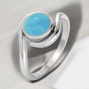 Round Larimar Bypass Ring in 925 Sterling Silver