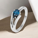Split Shank London Blue Topaz Ring in 925 Sterling Silver