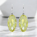 Oval Faceted Gemstone Drop Earrings in 925 Sterling Silver