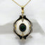 Oval Black Opal Enamel Pendant in 18kt Yellow Gold Plated 925 Sterling Silver